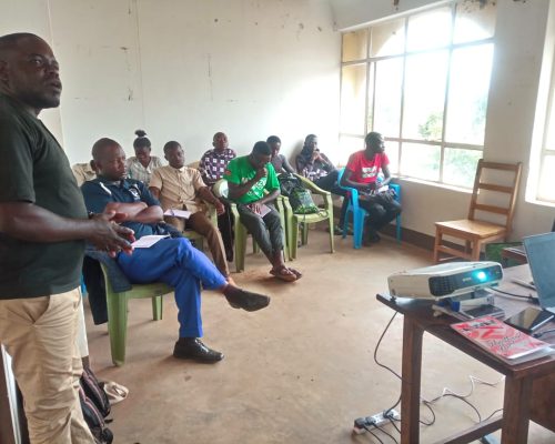 ABEDEV youth volunteers in a training session at Sirindiro House, Funyula