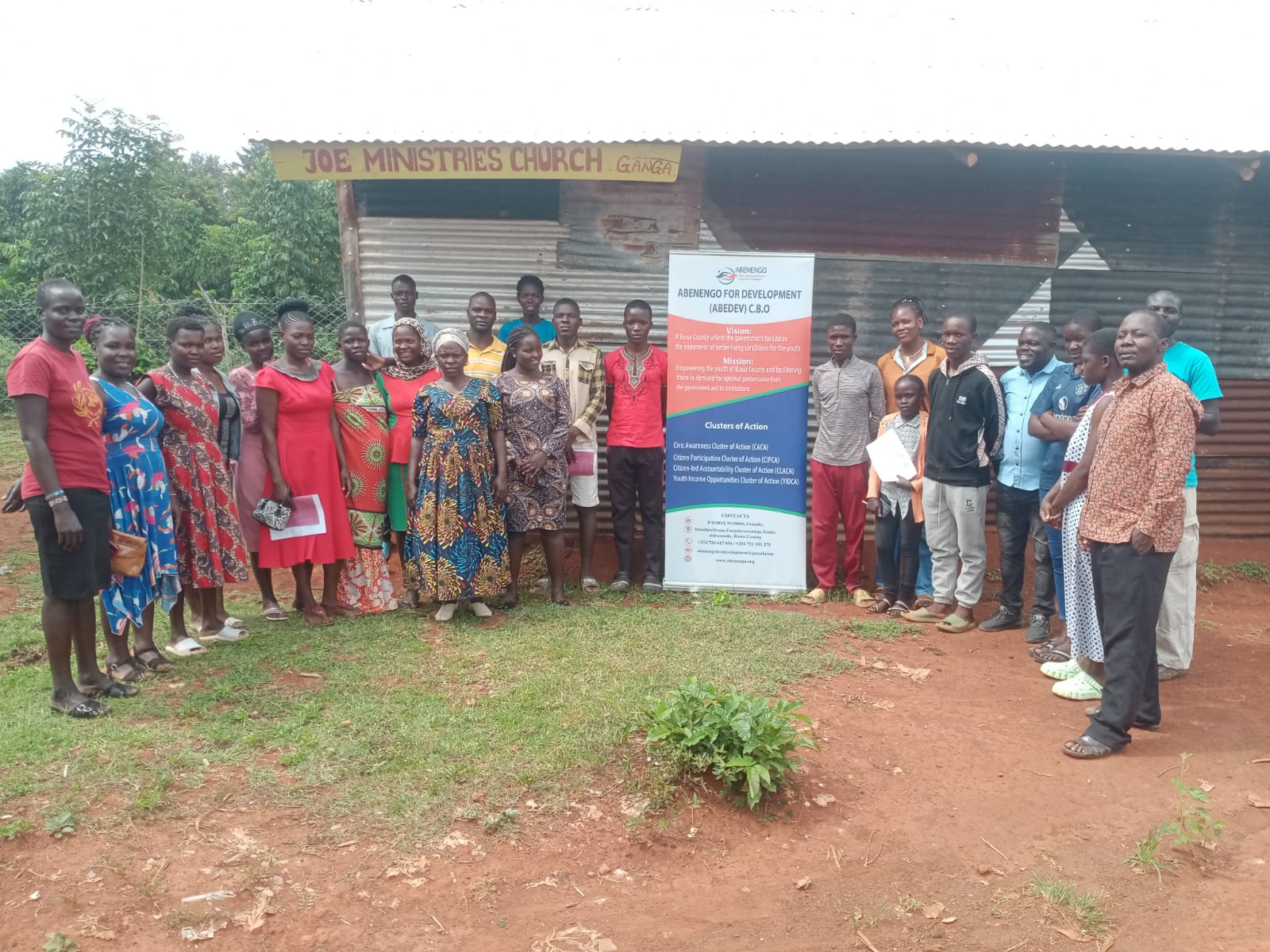 ABEDEV team and Namuduru Village Youth Discussion Group participants after a session
